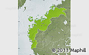 Physical Map of Pohjanmaa, semi-desaturated