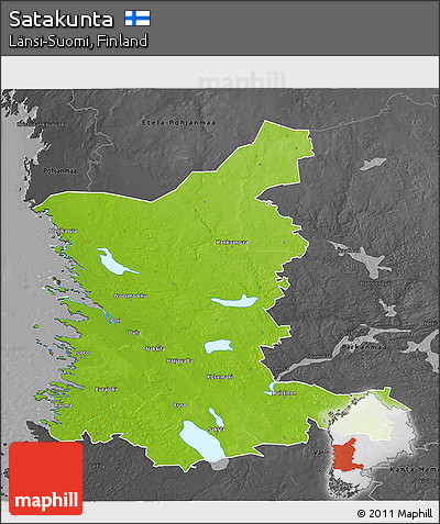 Physical 3D Map of Satakunta, darken, desaturated