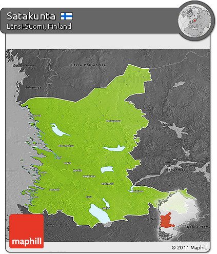 Physical 3D Map of Satakunta, darken, desaturated