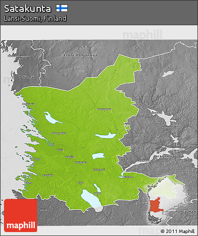 Physical 3D Map of Satakunta, desaturated