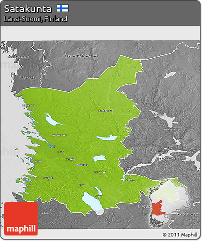 Physical 3D Map of Satakunta, desaturated