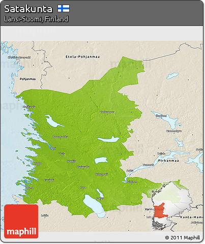 Physical 3D Map of Satakunta, shaded relief outside