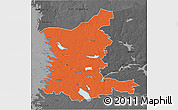 Political 3D Map of Satakunta, darken, desaturated