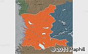 Political 3D Map of Satakunta, darken, semi-desaturated