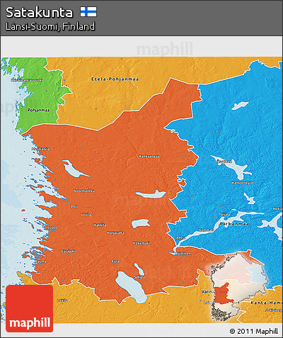 Political 3D Map of Satakunta