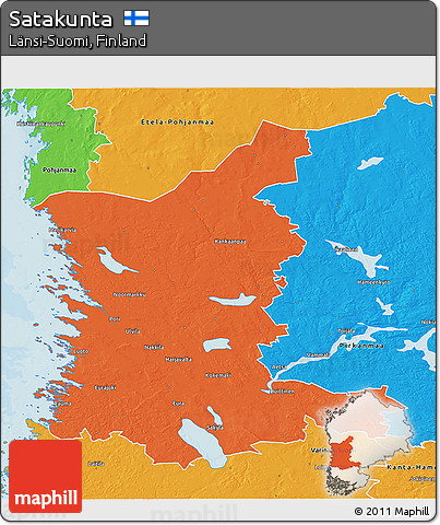 Political 3D Map of Satakunta