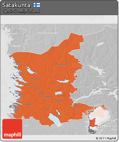 Political 3D Map of Satakunta, lighten, desaturated