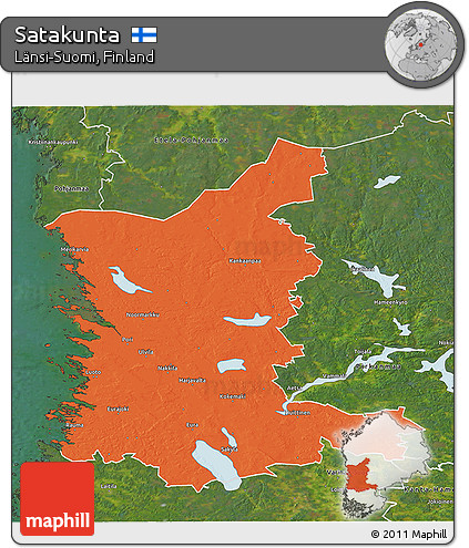 Political 3D Map of Satakunta, satellite outside