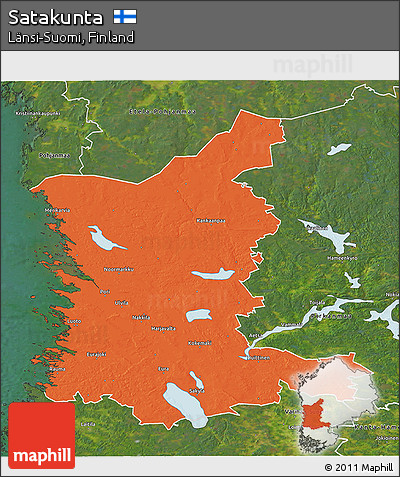 Political 3D Map of Satakunta, satellite outside