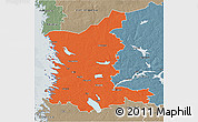 Political 3D Map of Satakunta, semi-desaturated