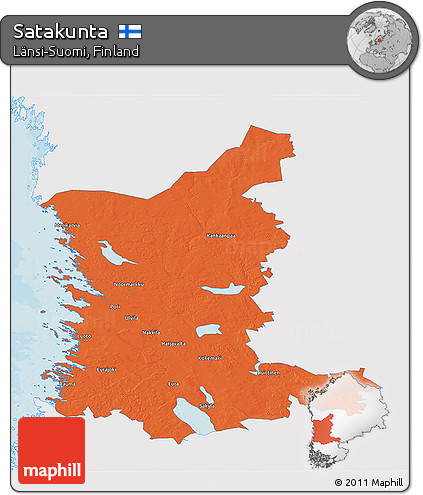 Political 3D Map of Satakunta, single color outside