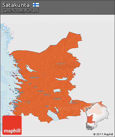 Political 3D Map of Satakunta, single color outside