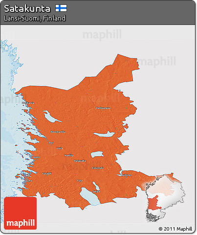 Political 3D Map of Satakunta, single color outside