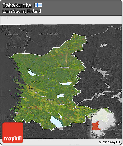 Satellite 3D Map of Satakunta, darken, desaturated