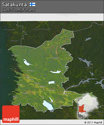 Satellite 3D Map of Satakunta, darken