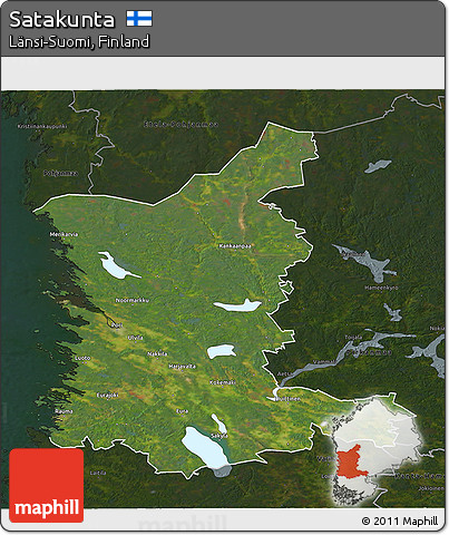 Satellite 3D Map of Satakunta, darken