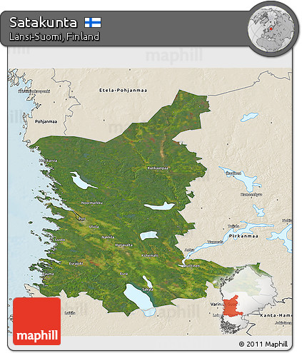 Satellite 3D Map of Satakunta, shaded relief outside
