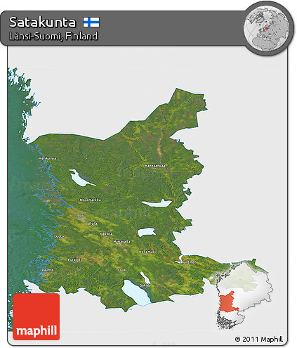 Satellite 3D Map of Satakunta, single color outside