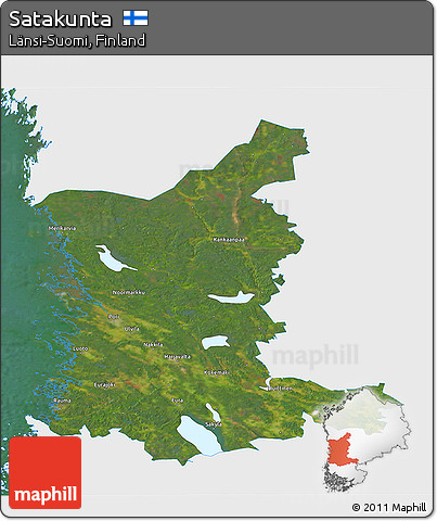 Satellite 3D Map of Satakunta, single color outside