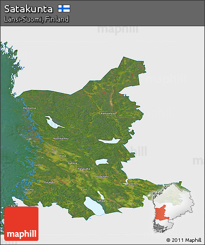 Satellite 3D Map of Satakunta, single color outside