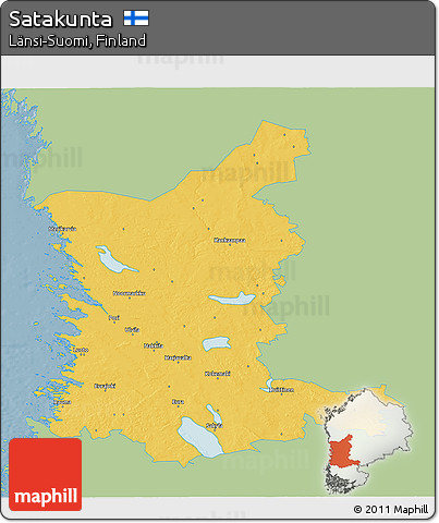 Savanna Style 3D Map of Satakunta, single color outside