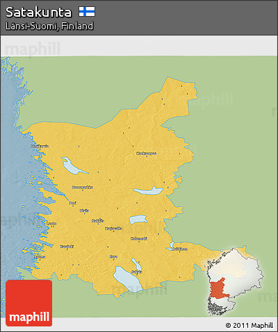 Savanna Style 3D Map of Satakunta, single color outside