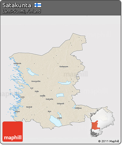Shaded Relief 3D Map of Satakunta, cropped outside
