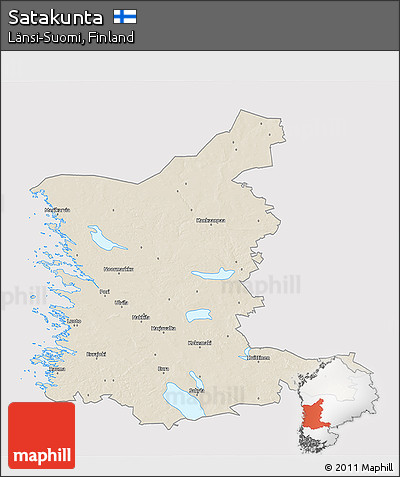 Shaded Relief 3D Map of Satakunta, cropped outside