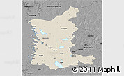 Shaded Relief 3D Map of Satakunta, darken, desaturated