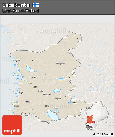 Shaded Relief 3D Map of Satakunta, lighten