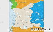 Shaded Relief 3D Map of Satakunta, political outside