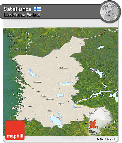Shaded Relief 3D Map of Satakunta, satellite outside