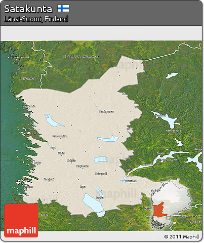 Shaded Relief 3D Map of Satakunta, satellite outside