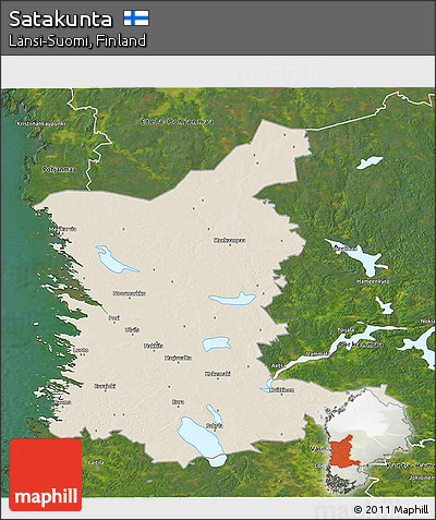 Shaded Relief 3D Map of Satakunta, satellite outside