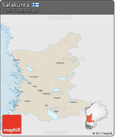 Shaded Relief 3D Map of Satakunta, single color outside