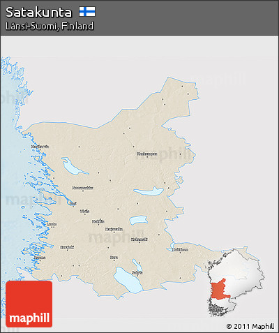 Shaded Relief 3D Map of Satakunta, single color outside