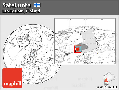 Blank Location Map of Satakunta, highlighted country, highlighted parent region, within the entire country