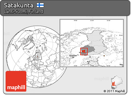 Blank Location Map of Satakunta, highlighted country, highlighted parent region, within the entire country