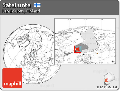 Blank Location Map of Satakunta, highlighted country, highlighted parent region, within the entire country