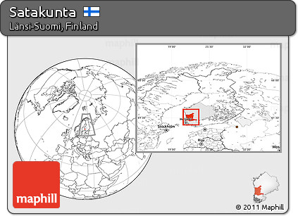 Blank Location Map of Satakunta, highlighted parent region, within the entire country