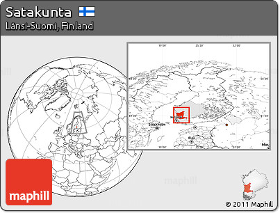 Blank Location Map of Satakunta, highlighted parent region, within the entire country