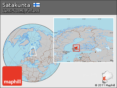 Gray Location Map of Satakunta, within the entire country