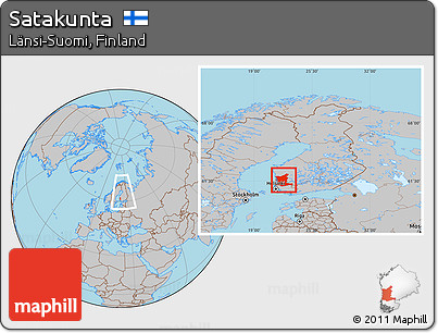 Gray Location Map of Satakunta, within the entire country