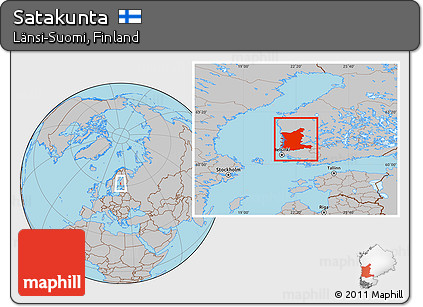 Gray Location Map of Satakunta