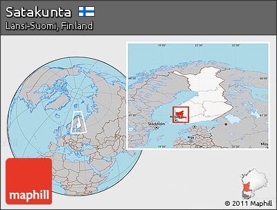 Gray Location Map of Satakunta, highlighted country, within the entire country