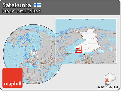 Gray Location Map of Satakunta, highlighted country, within the entire country