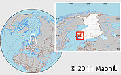 Gray Location Map of Satakunta, highlighted country, within the entire country