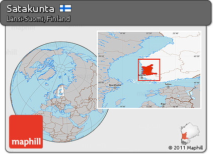 Gray Location Map of Satakunta, highlighted country