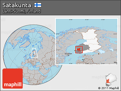 Gray Location Map of Satakunta, highlighted country, highlighted parent region, within the entire country