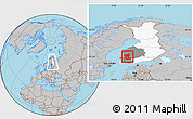 Gray Location Map of Satakunta, highlighted country, highlighted parent region, within the entire country